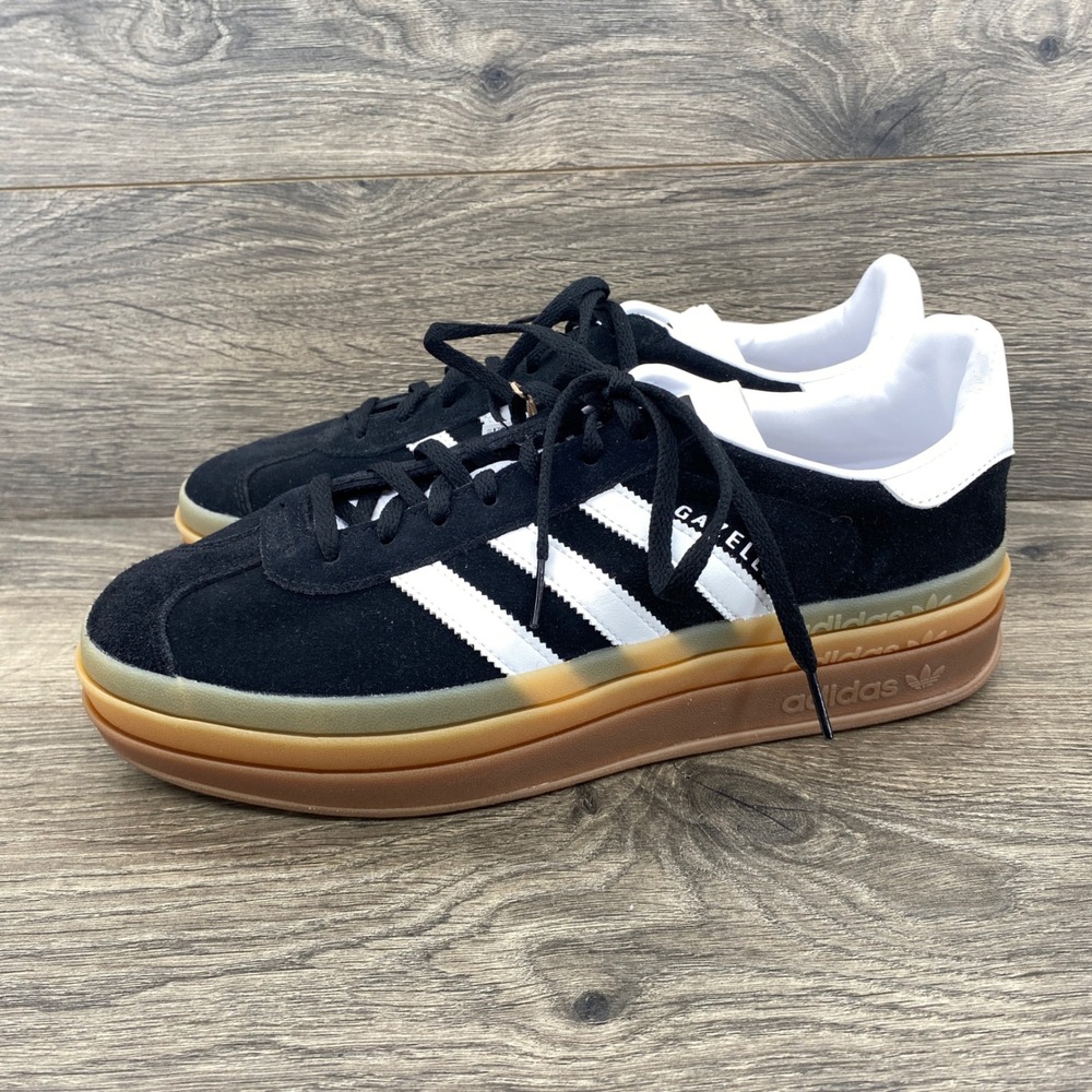 Adidas Gazelle Bold Sneakers Womens Size 11 Black White IE0876 Platform Suede